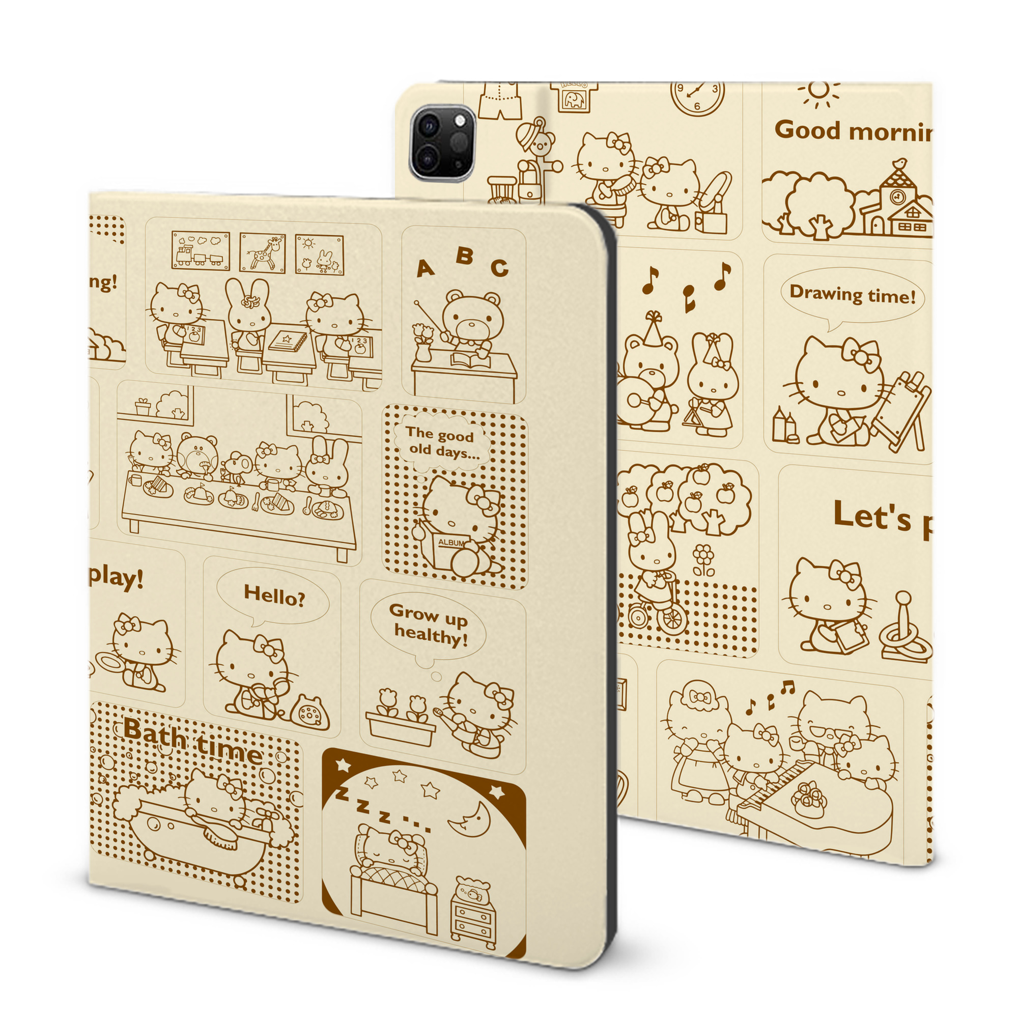 （画像用） Hello Kitty ハローキティ IPad ケース ブック型 PUレザー TPU 耐衝撃 軽量 薄型 ペン収納なし 全面保護 IPad 各モデル対応